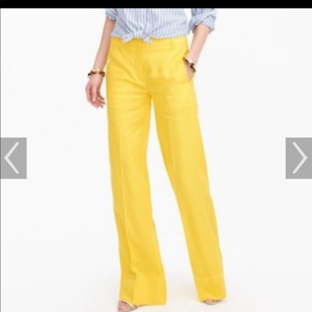 J. Crew Linen Lemon‎ Yellow Slacks/pant Sz 000 NWT